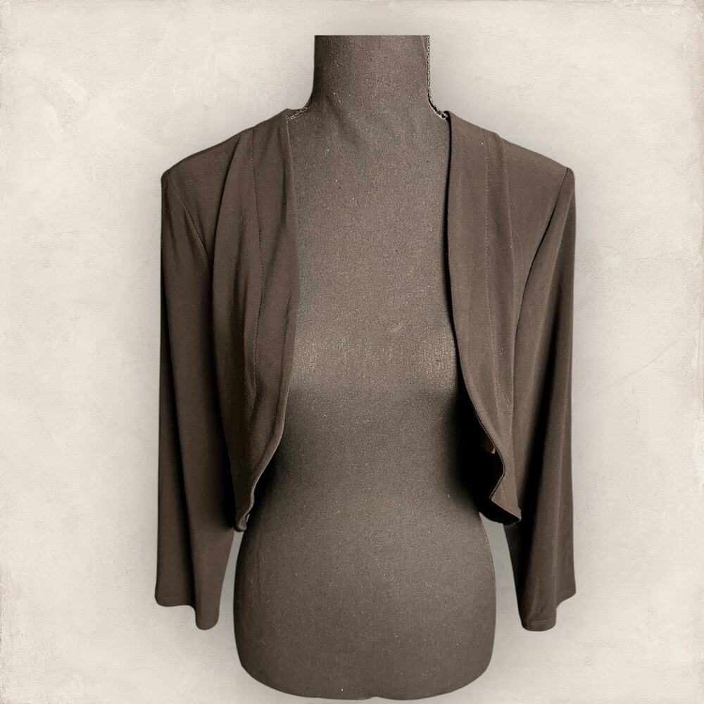 FRANK LYMAN DESIGN BLACK BOLERO Shrug Shawl Medium Large Open Front